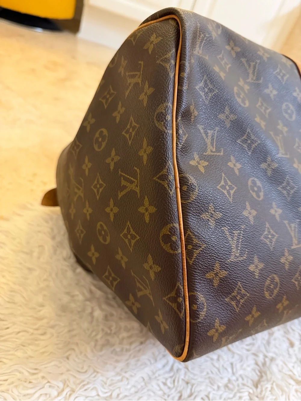 Louis Vuitton Keepall 55 Brown Monogram Canvas Duffel with Natural Leather Trim